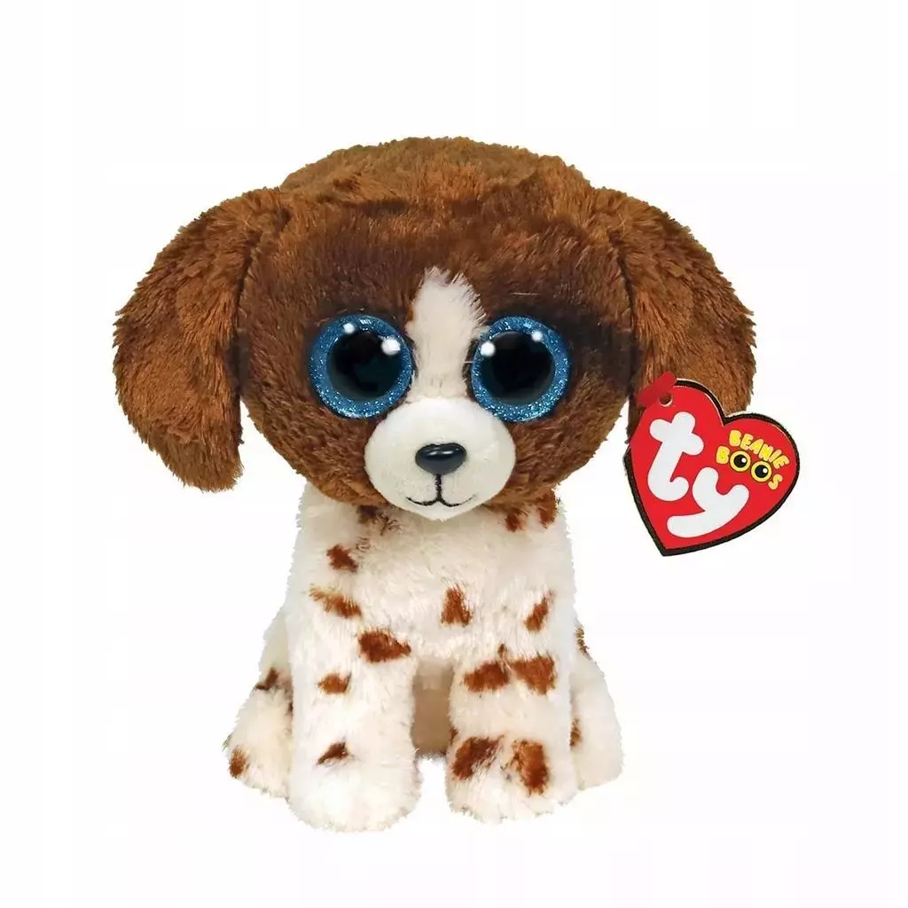 TY BEANIE BOOS MUDDLES - brązowo / biały pies 15cm 36249 - Zabawki