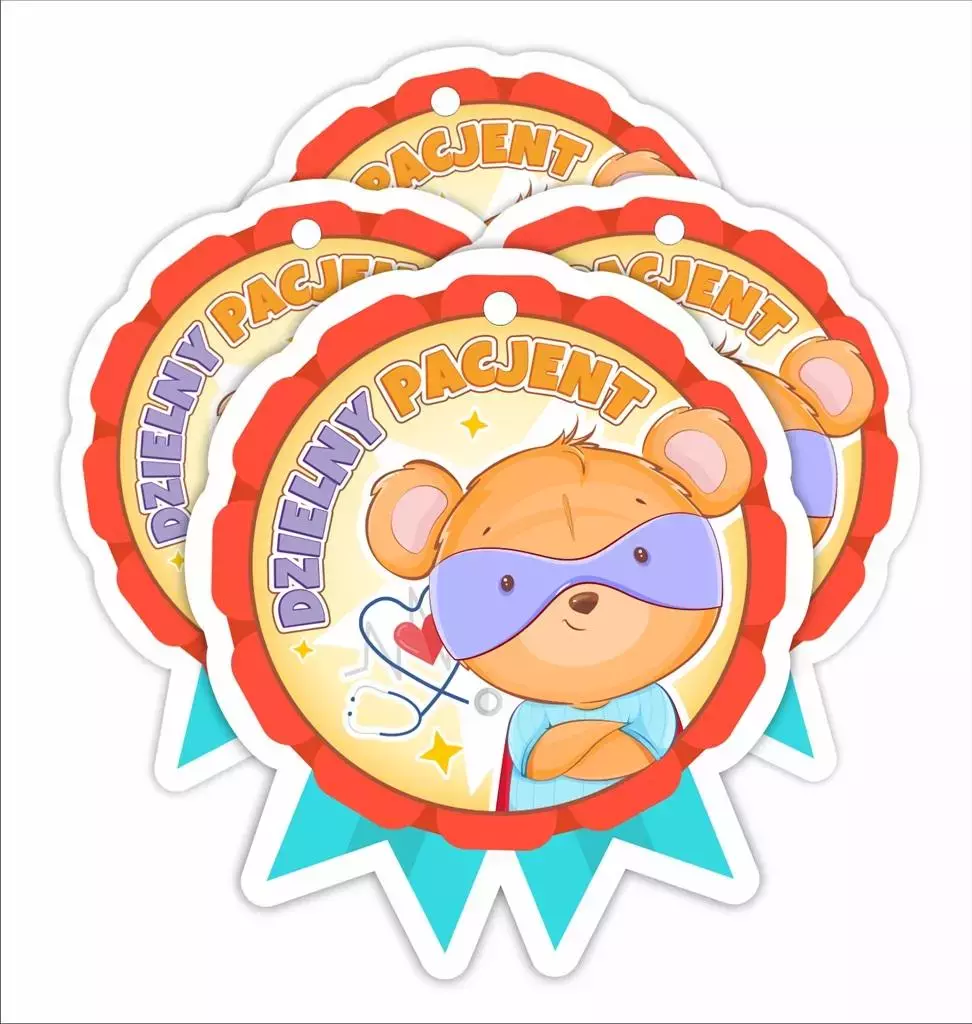 Medal papierowy - Dzielny pacjent Super Miś 4szt - Papiernicze i szkolne