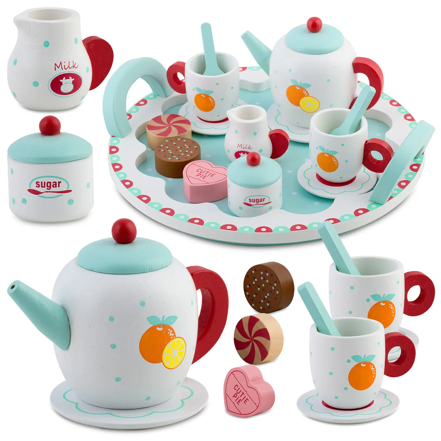 Drewniana zabawka zestaw do herbaty RK-869 Ricokids - Zabawki