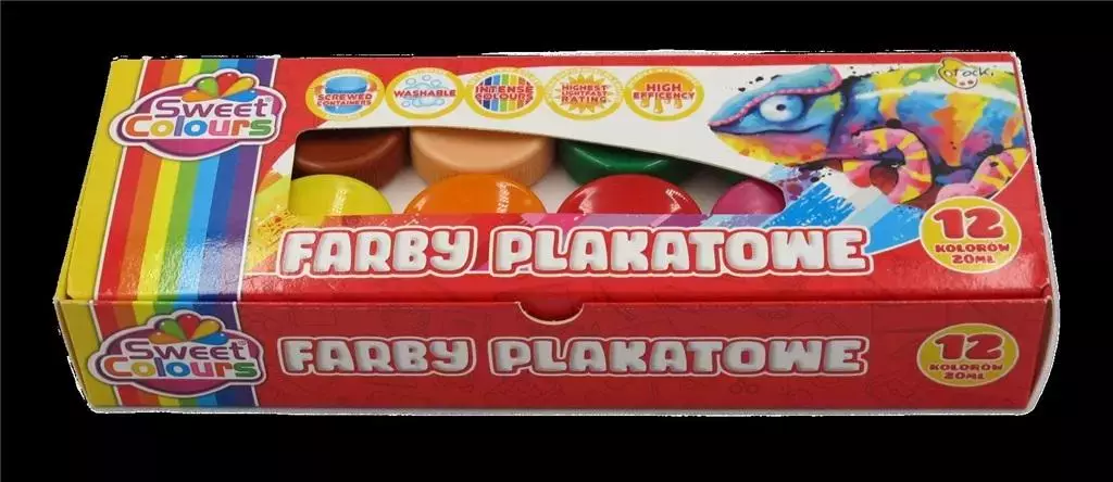 Farby plakatowe 12 kolorów 20ml - Papiernicze i szkolne