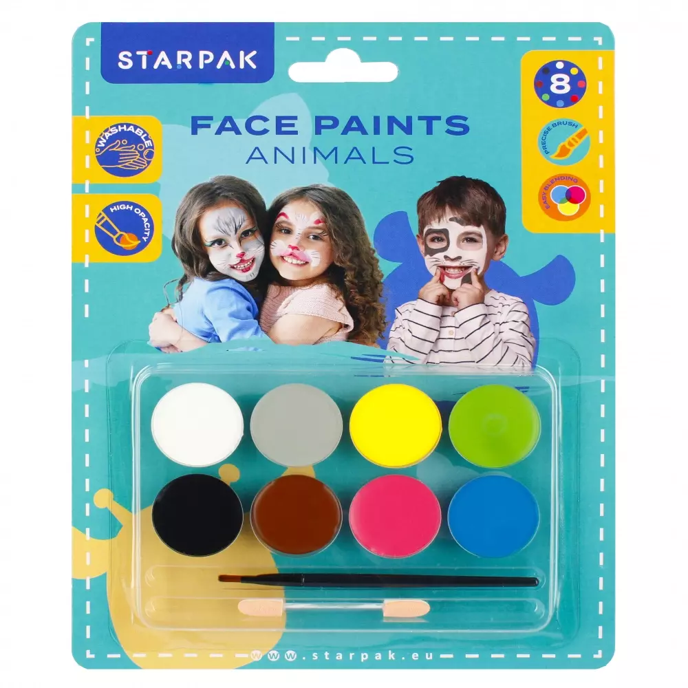 Farby Do Malowania Twarzy 8 kolorów Animal Starpak 528372 - Papiernicze i szkolne