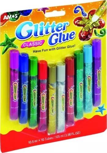 Klej Glitter Glue classic 10 kolorów blister AMOS - Książki