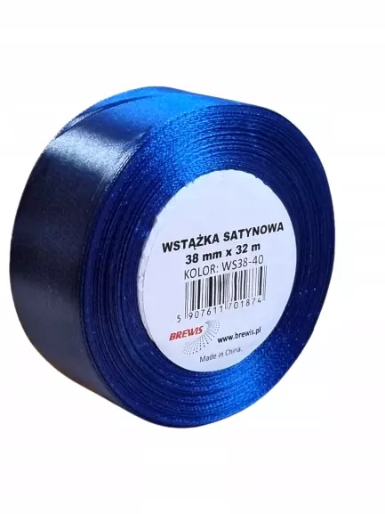 Wstążka satynowa niebieska 38mmx32m - Papiernicze i szkolne