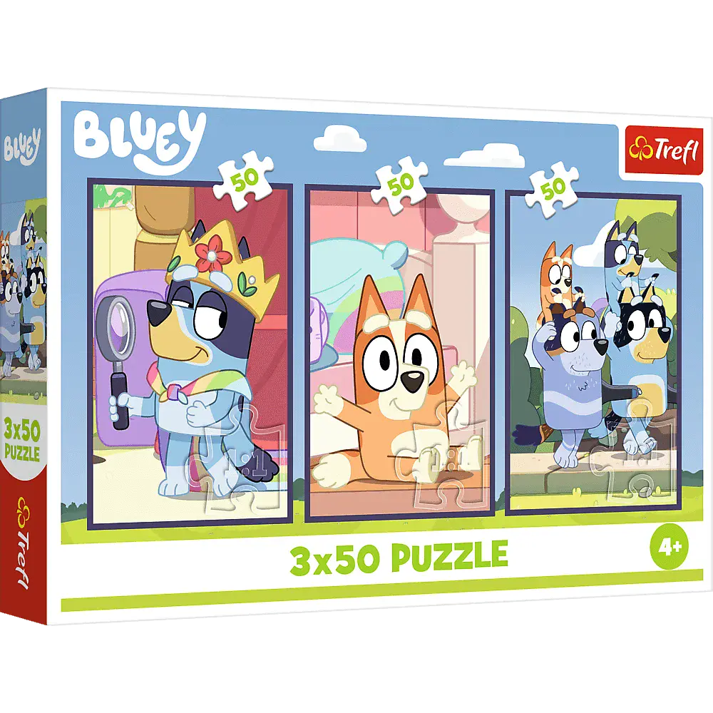 Puzzle 3x50 elementów. Rodzina Bluey - Puzzle