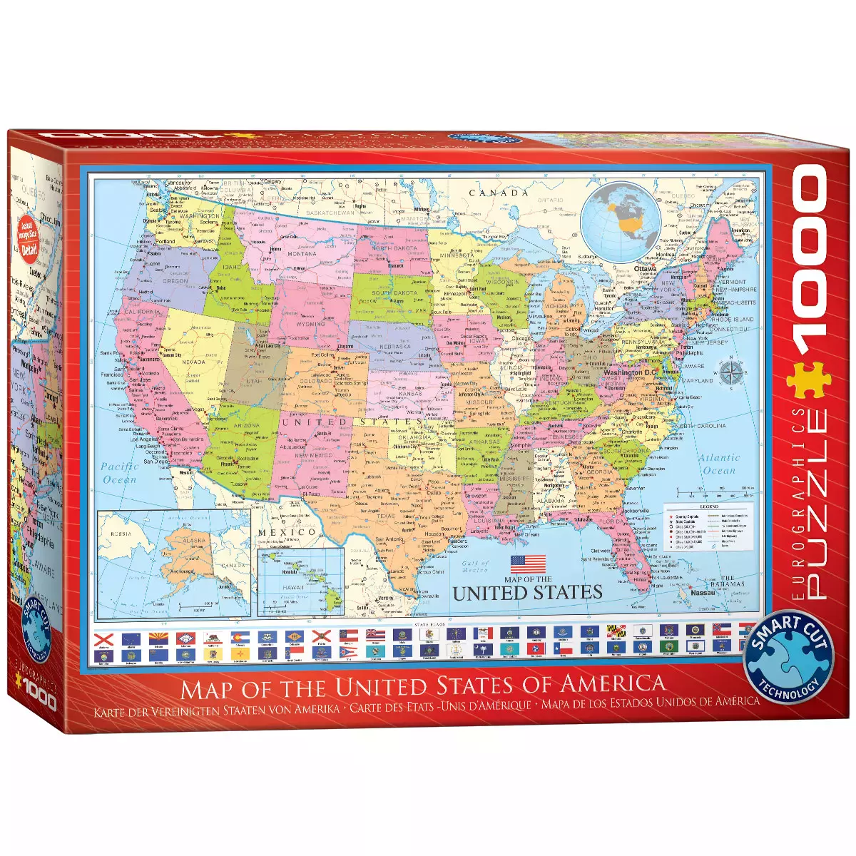 Puzzle 1000 elementów. Mapa Stanów Zjednoczonych - Puzzle