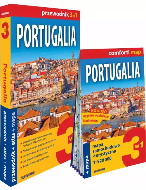 Portugalia 3w1: przewodnik + atlas + mapa - Książki