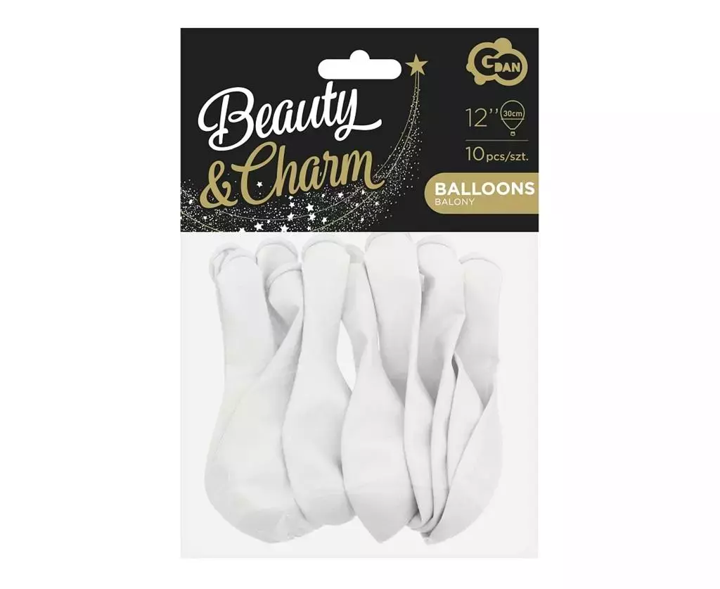 Balony pastelowe Beauty&Charm białe 30cm 10szt - Papiernicze i szkolne