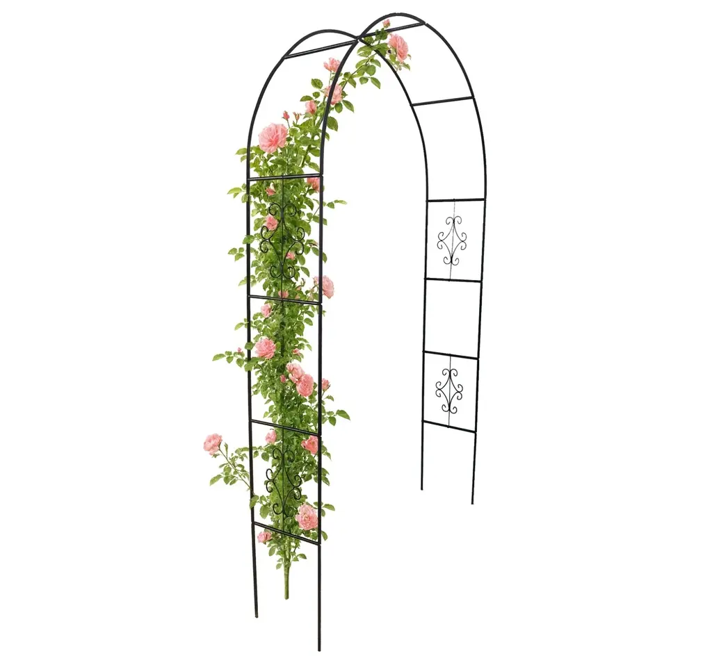 Pergola ogrodowa metalowa łuk uchwyt na róże kwiaty pnącza 240cm zielony - Elektronika i akcesoria