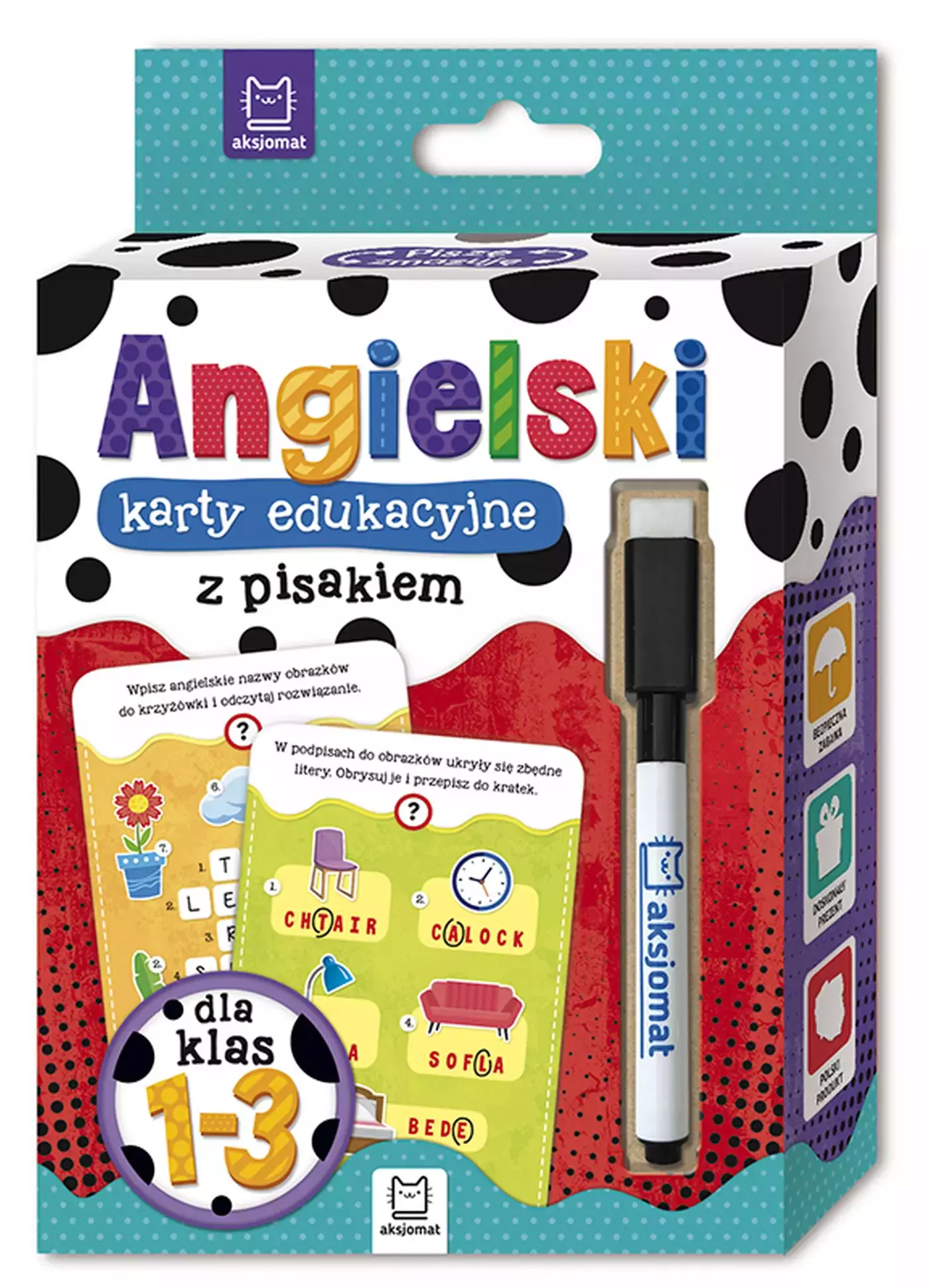 Język angielski. Karty edukacyjne z pisakiem dla klas 1-3 - Książki