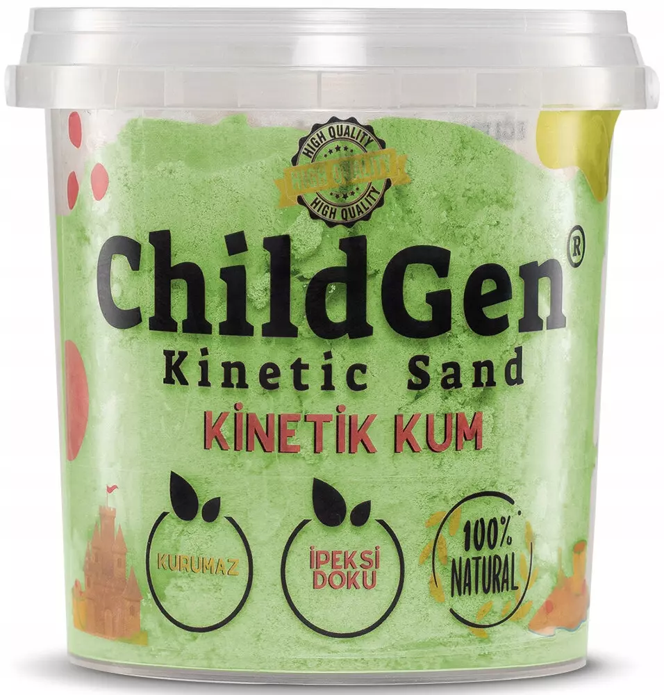 ChildGen, Piasek kinetyczny, 100% naturalny, 500g, kolor ZIELONY - Zabawki