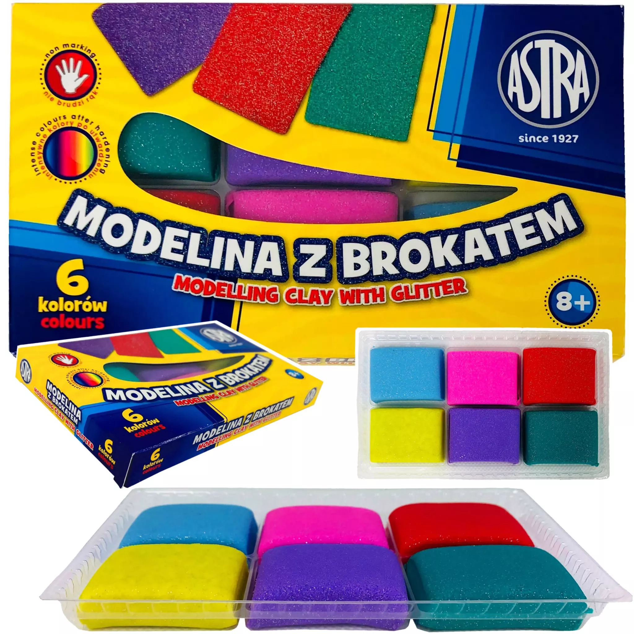 Modelina z brokatem, 6 kolorów - Papiernicze i szkolne