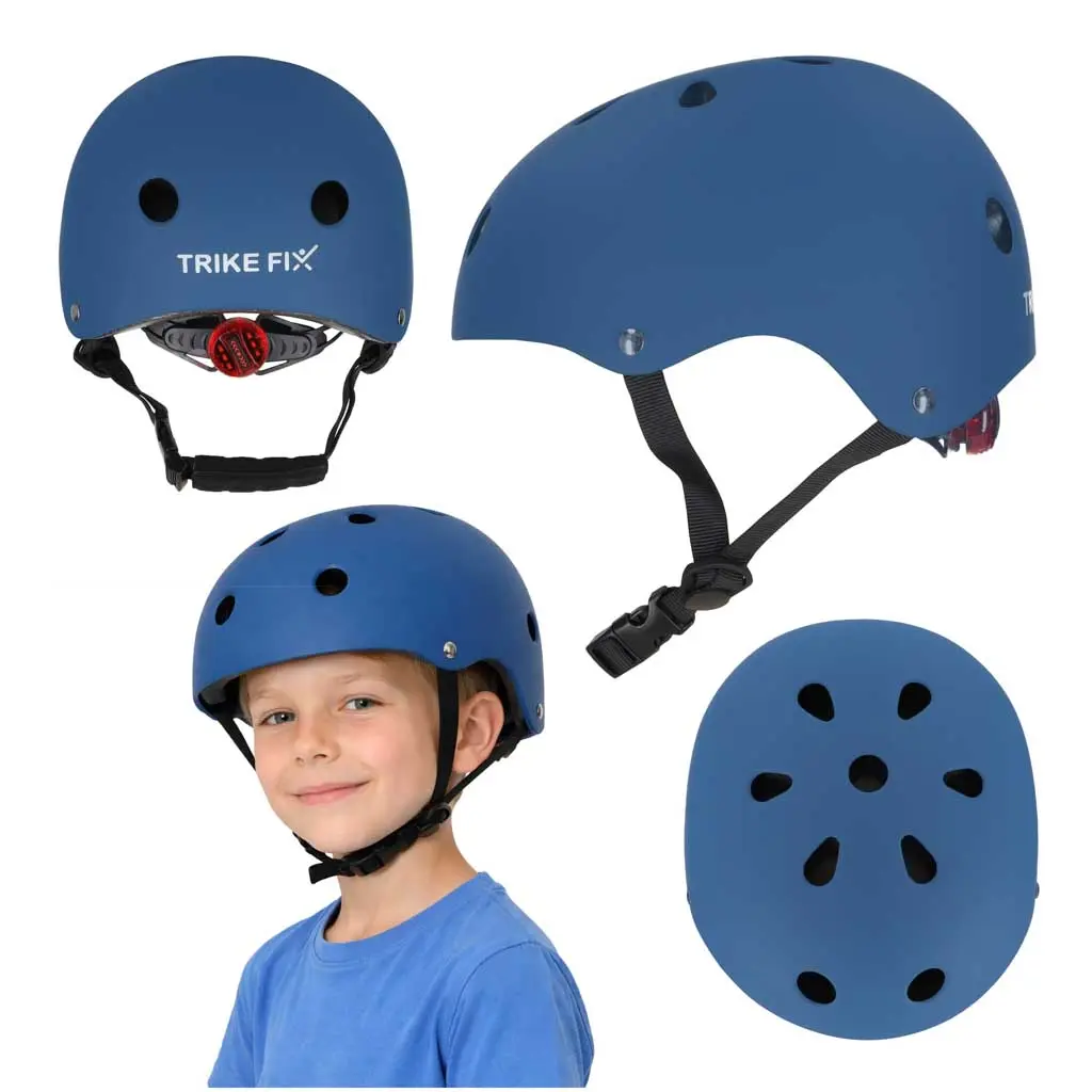 Kask rowerowy dla dziecka Trike Fix dziecięcy regulowany LED S 48-54cm granatowy - Elektronika i akcesoria