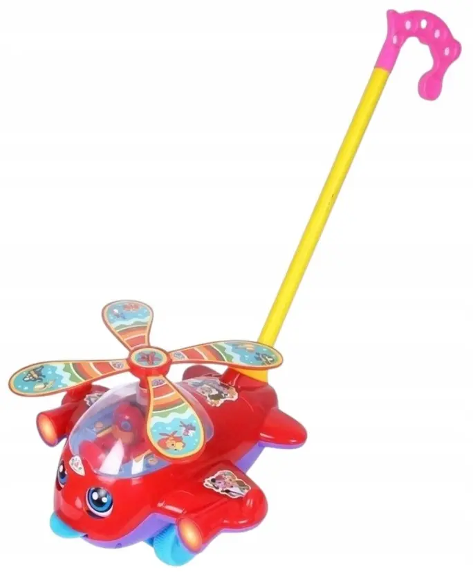 Zabawka Dla Dzieci Pchacz Helikopter Z Kokpitem Różne Kolory Kij 42 Cm - Zabawki