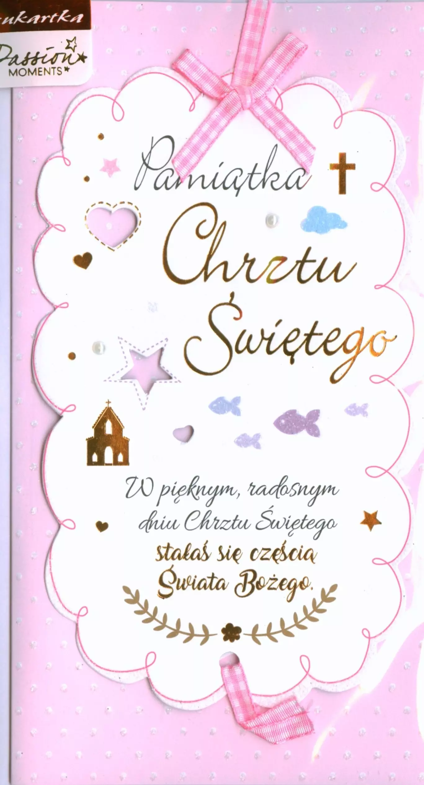 Karnet B6 na chrzest, różowy - Papiernicze i szkolne