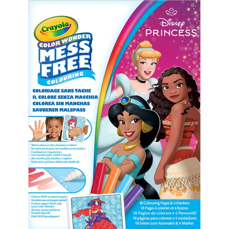 Crayola Kolorowanka dla dzieci i 4 niebrudzące magiczne flamastry Color Wonder Mess Free Księżniczki Disneya 3+ - Książki