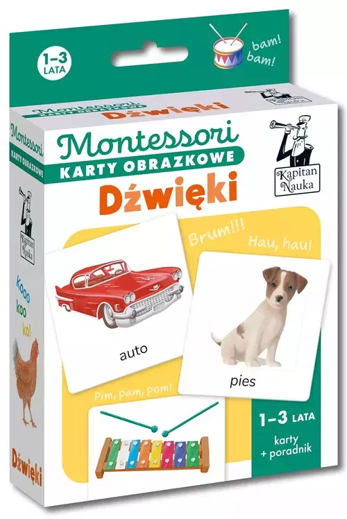 Kapitan Nauka. Montessori. Karty obrazkowe. Dźwięki 1-3 lata - Książki