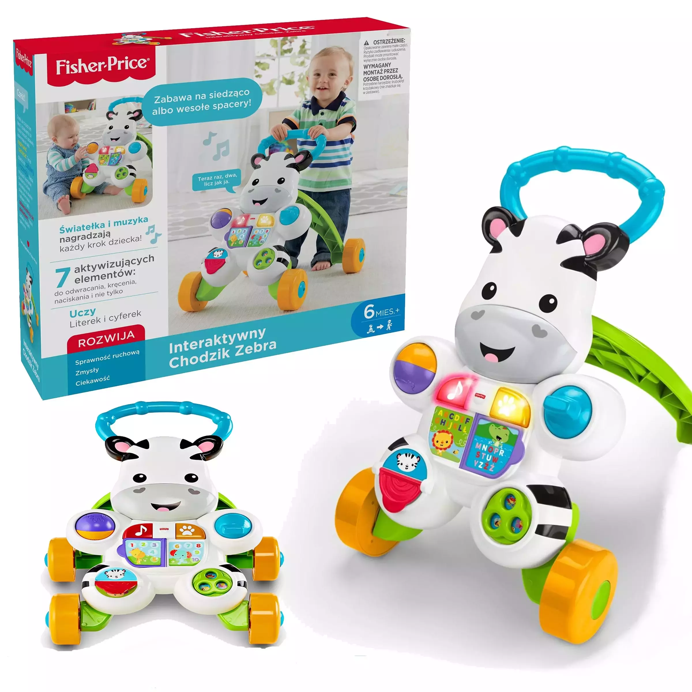 Fisher-Price. DPL53 Interaktywny chodzik Zebra - Zabawki