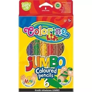 Kredki ołówkowe Jumbo 6 kol naturalne drewno + tem. Colorino Kids - Papiernicze i szkolne