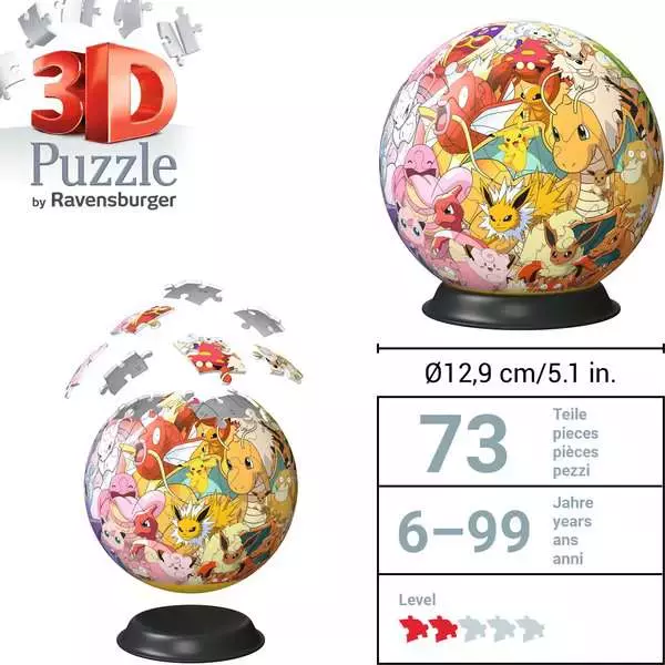 Puzzle 3D 72 elementy. Pokemon postacie - Puzzle