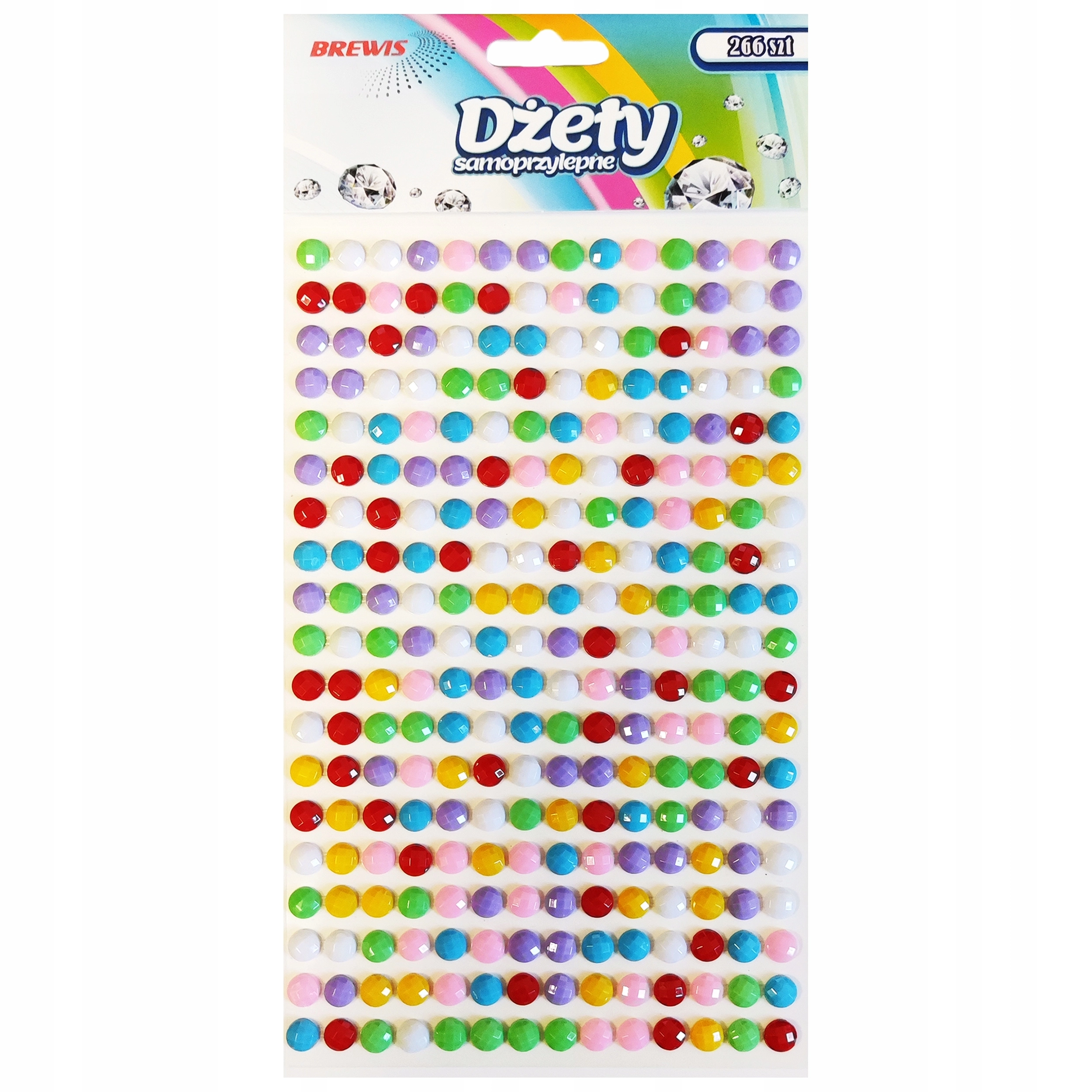 DŻETY SAMOPRZYLEPNE OKRĄGŁE PASTELOWE 6mm 266szt DS104 BREWIS - Papiernicze i szkolne
