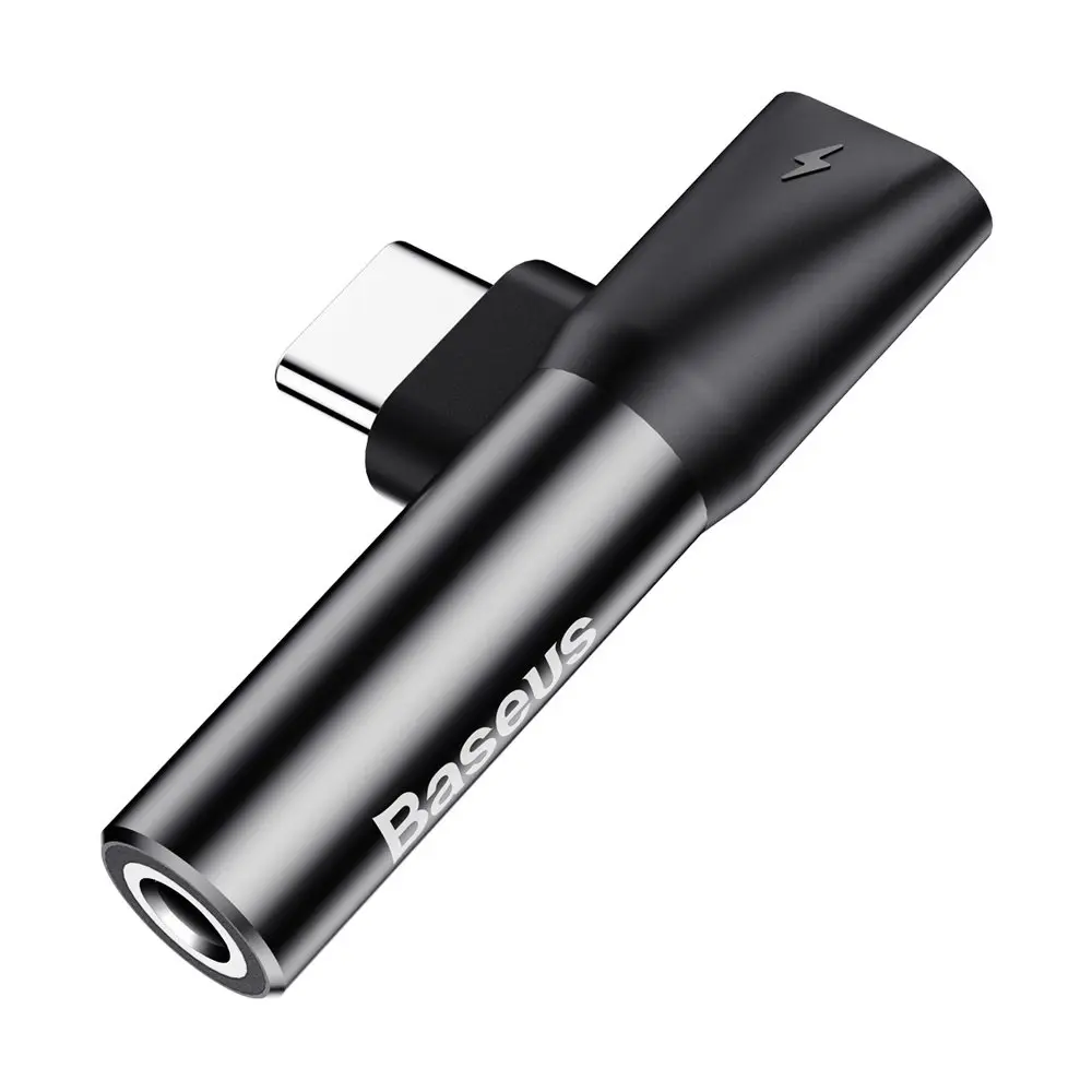 Baseus Audio Converter L41 adapter przejściówka ze złącza USB-C na port USB-C + gniazdo słuchawkowe 3,5 mm czarny (CATL41-01) - Elektronika i akcesoria