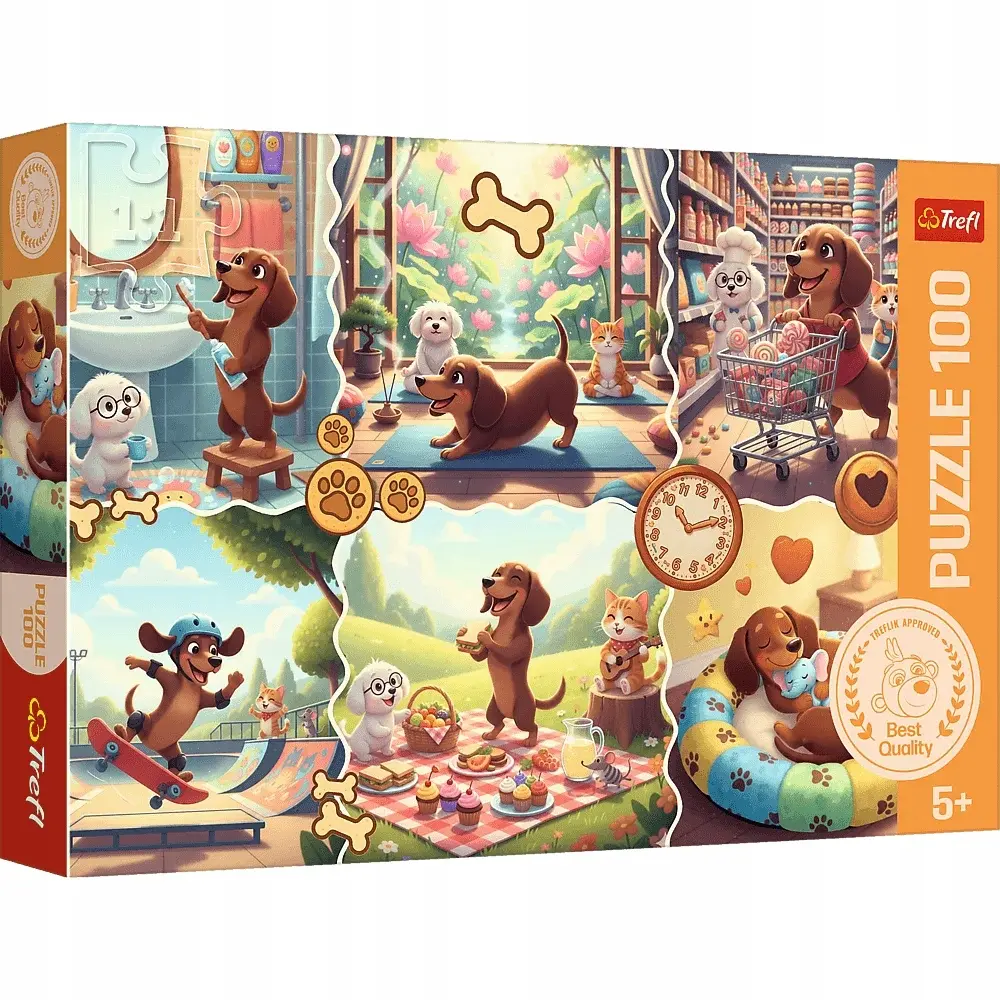 Puzzle 100 elementów. Długi dzień jamnika - Puzzle