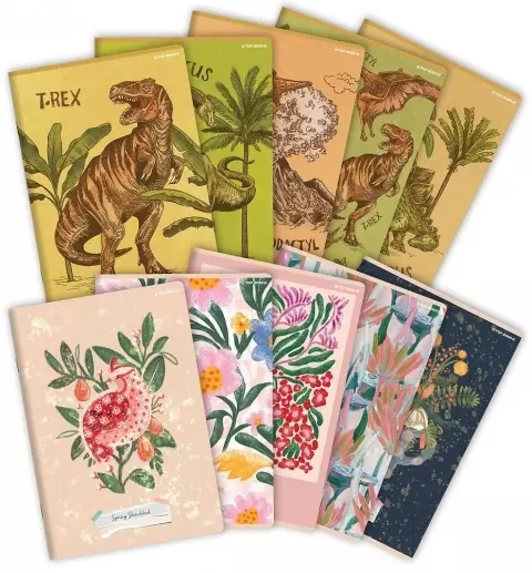 Zeszyt A5, 60 kartek w kratkę, Dino, Spring - Papiernicze i szkolne
