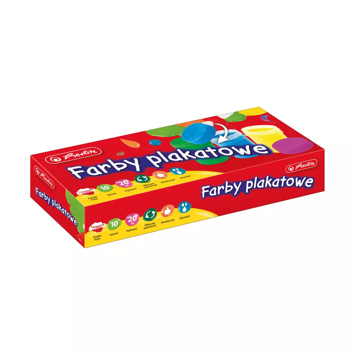 Farby plakatowe szkolne, 10 kolorów - Papiernicze i szkolne