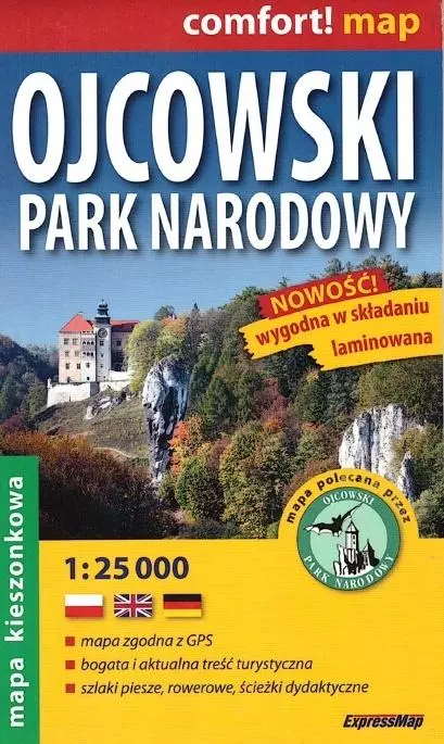 Ojcowski Park Narodowy; kieszonkowa laminowana mapa turystyczna 1:25 000 - Książki