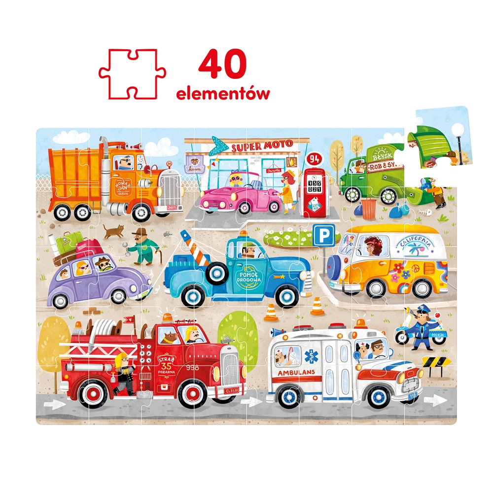 Moto puzzle 40 elementów. Auta - Puzzle