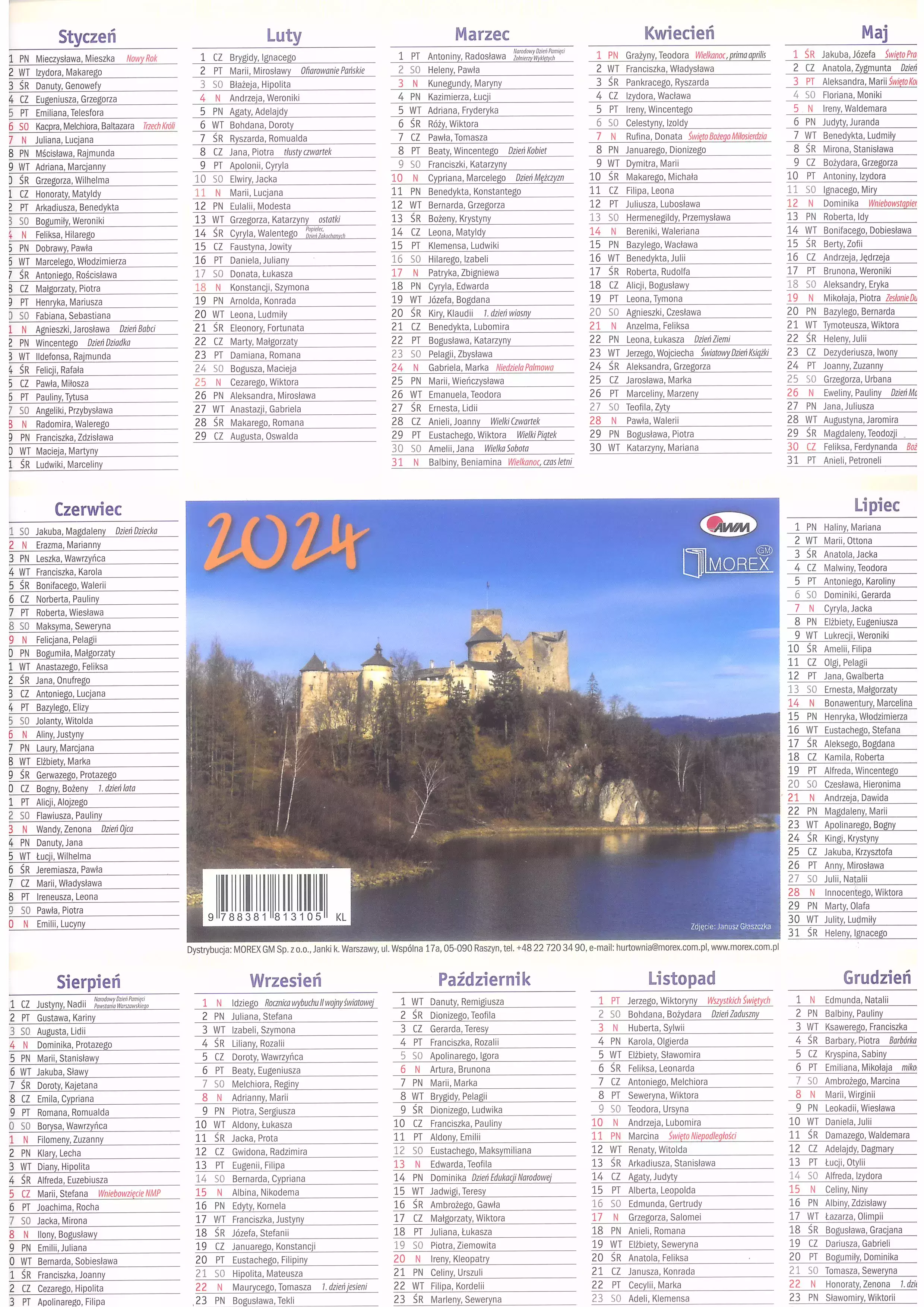 Kalendarz 2024 Listkowy KL ścienny - Książki