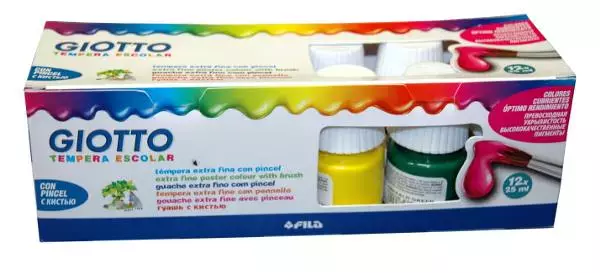 Farby 25ml kpl. 12 szt. + pędzel GIOTTO - Papiernicze i szkolne