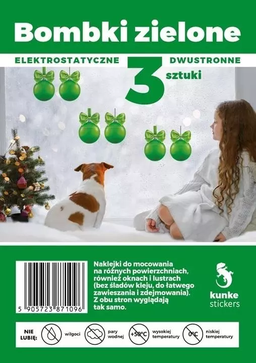 Bombki dwustronne elektrostatyczne zielone 3szt - Książki