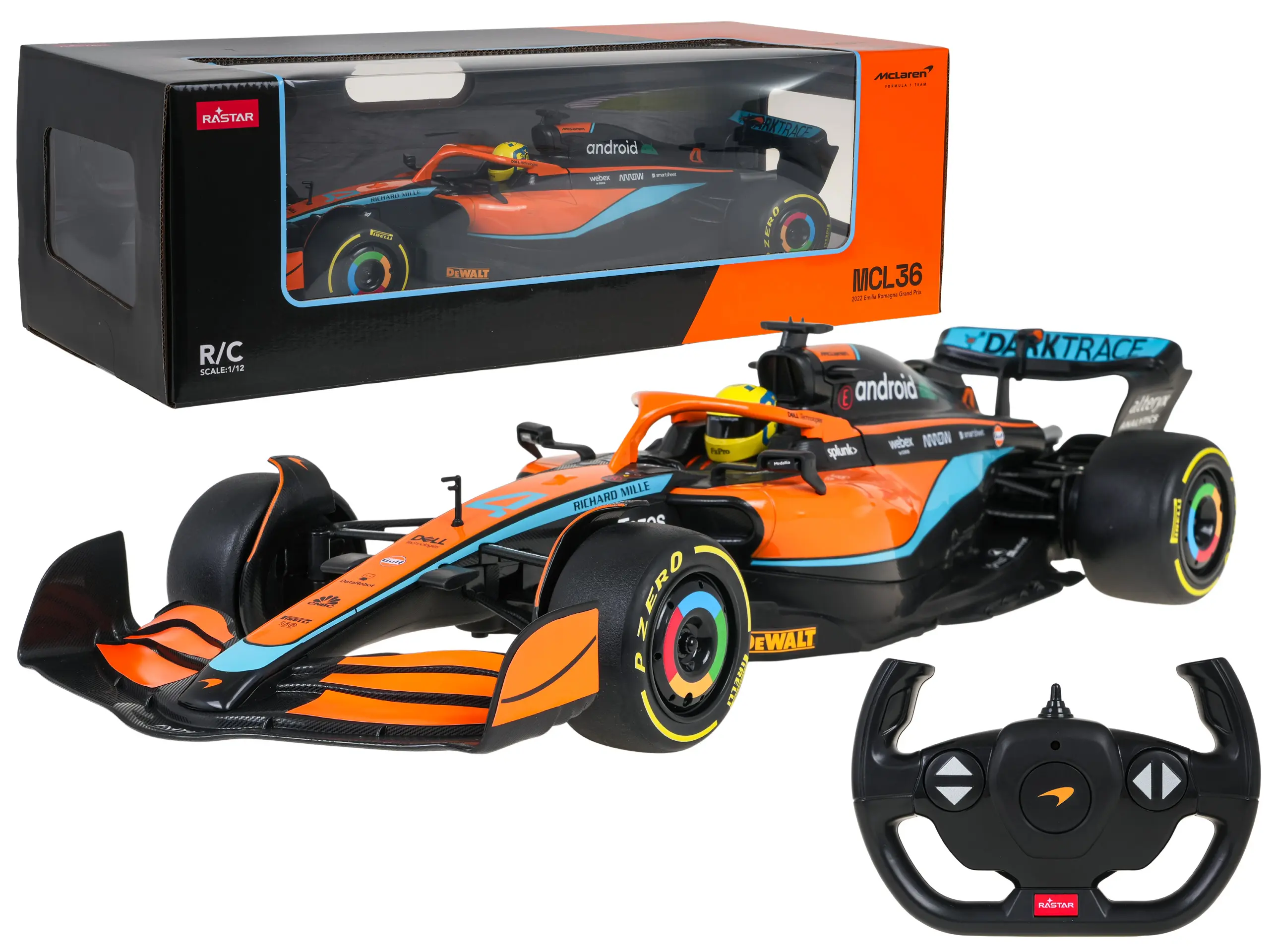 Bolid R/C 1:12 McLaren F1 MCL36 Pomarańczowy RASTAR - Zabawki