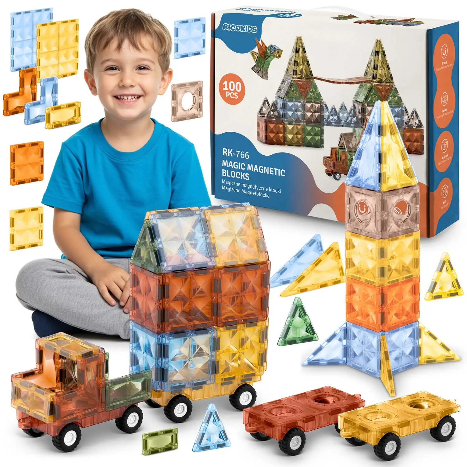 Klocki magnetyczne RK-766 Ricokids - Zabawki