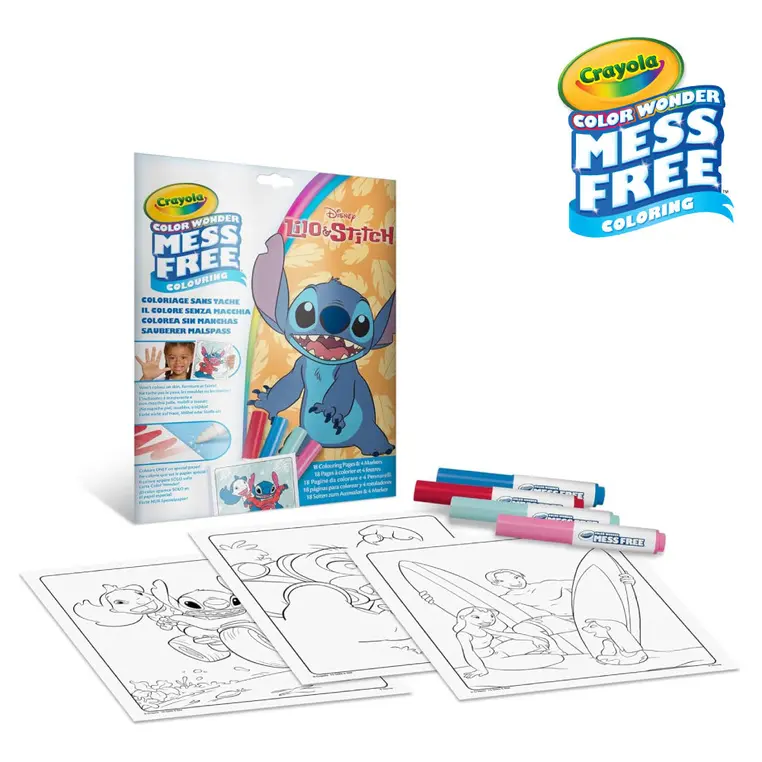 Crayola Kolorowanka dla dzieci i 4 niebrudzące magiczne flamastry Color Wonder Mess Free Lilo i Stitch 3+ - Książki