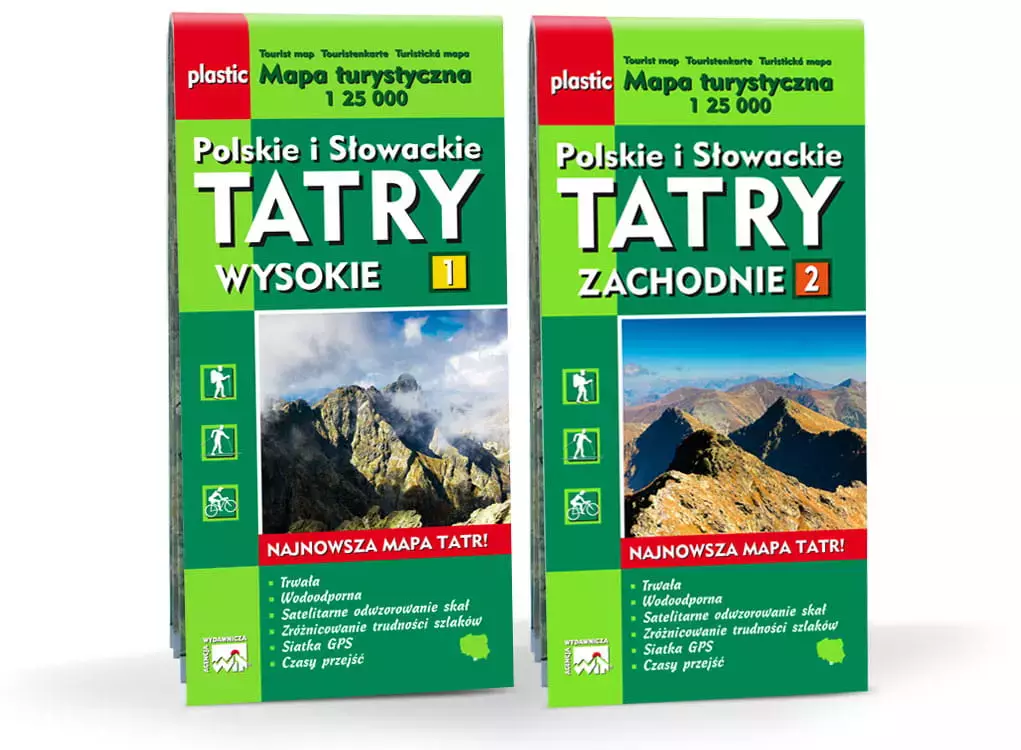Tatry 2w1. Polskie i słowackie wschodnie i zachodnie. Mapa turystyczna 1:25 000 - Książki