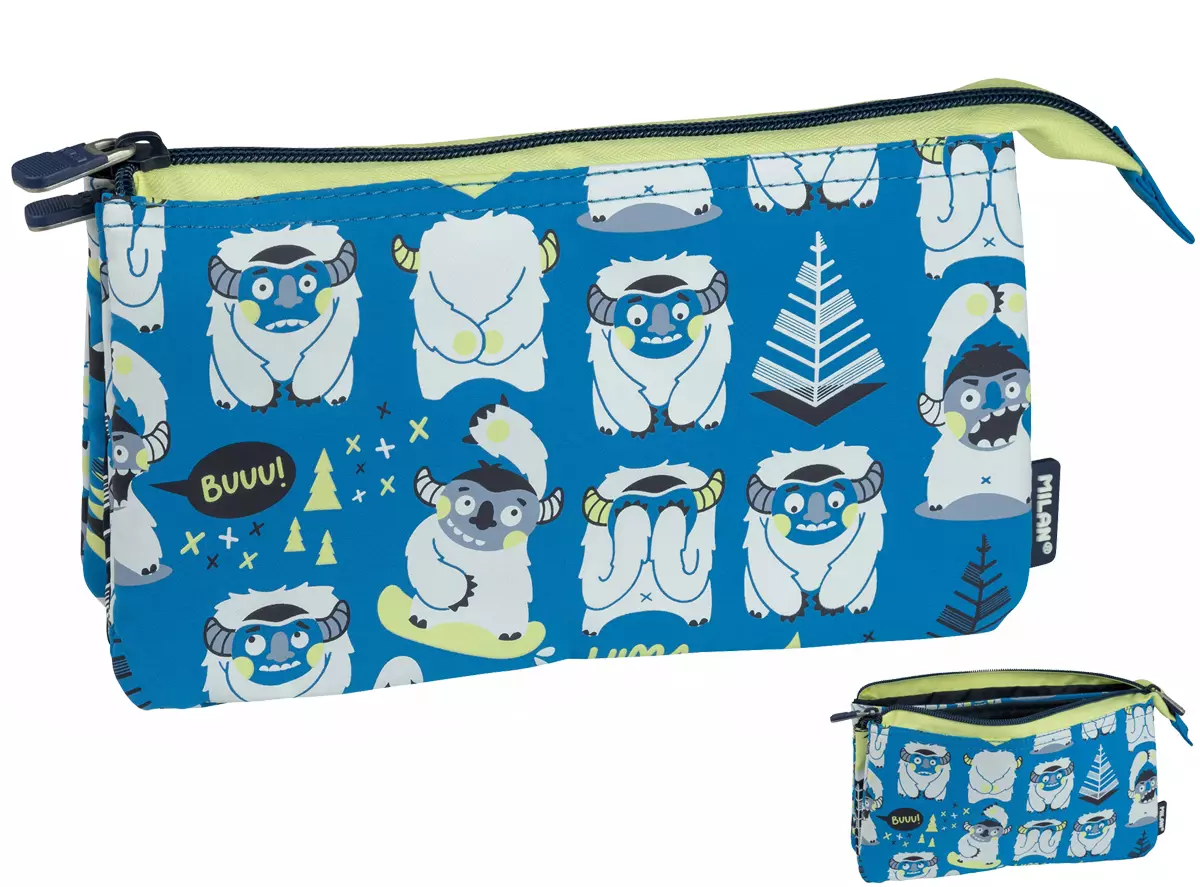 Piórnik 5 komorowy Milan the yeti niebieski - Papiernicze i szkolne