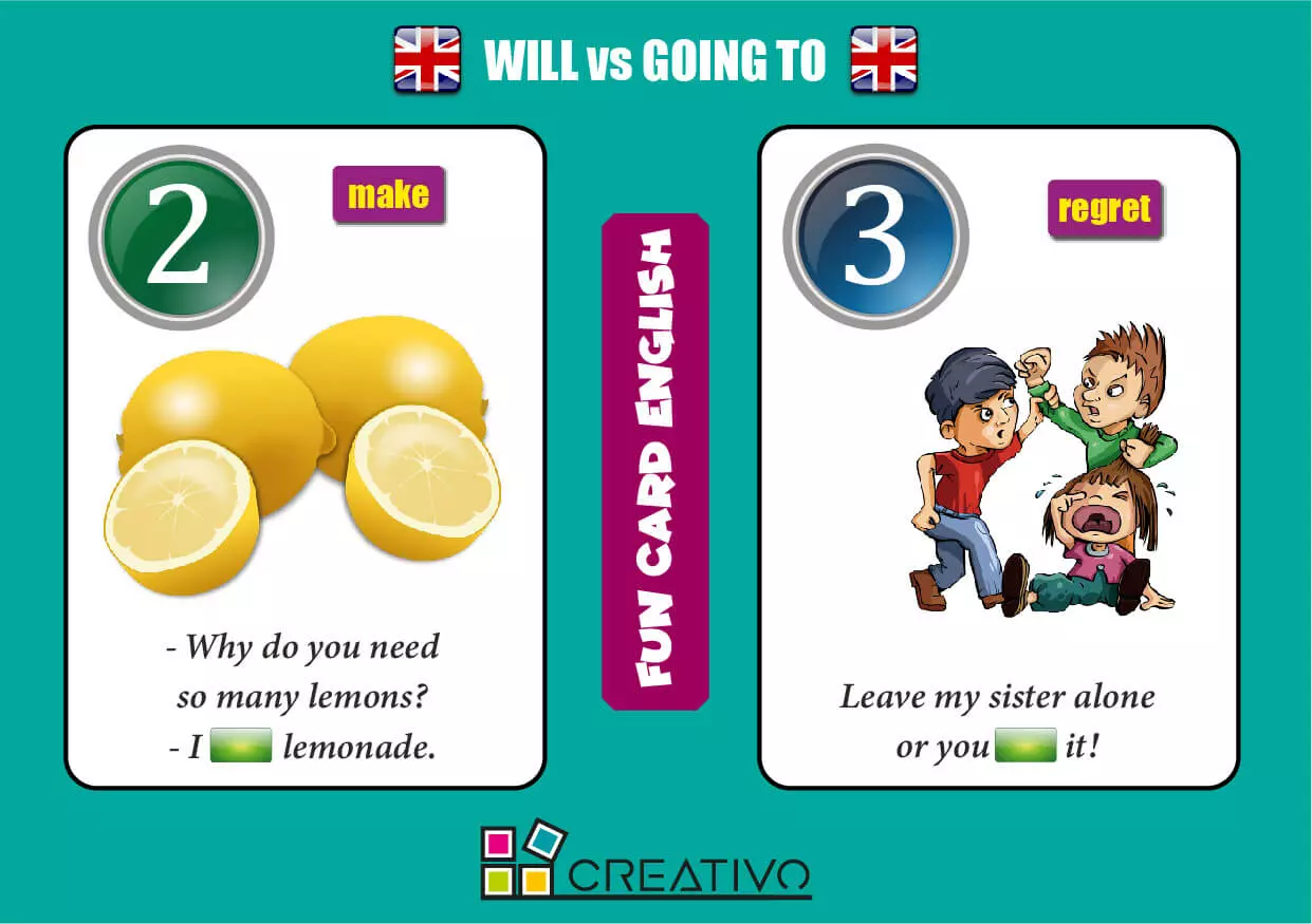 Fun Card English. Will vs Going To - Gry