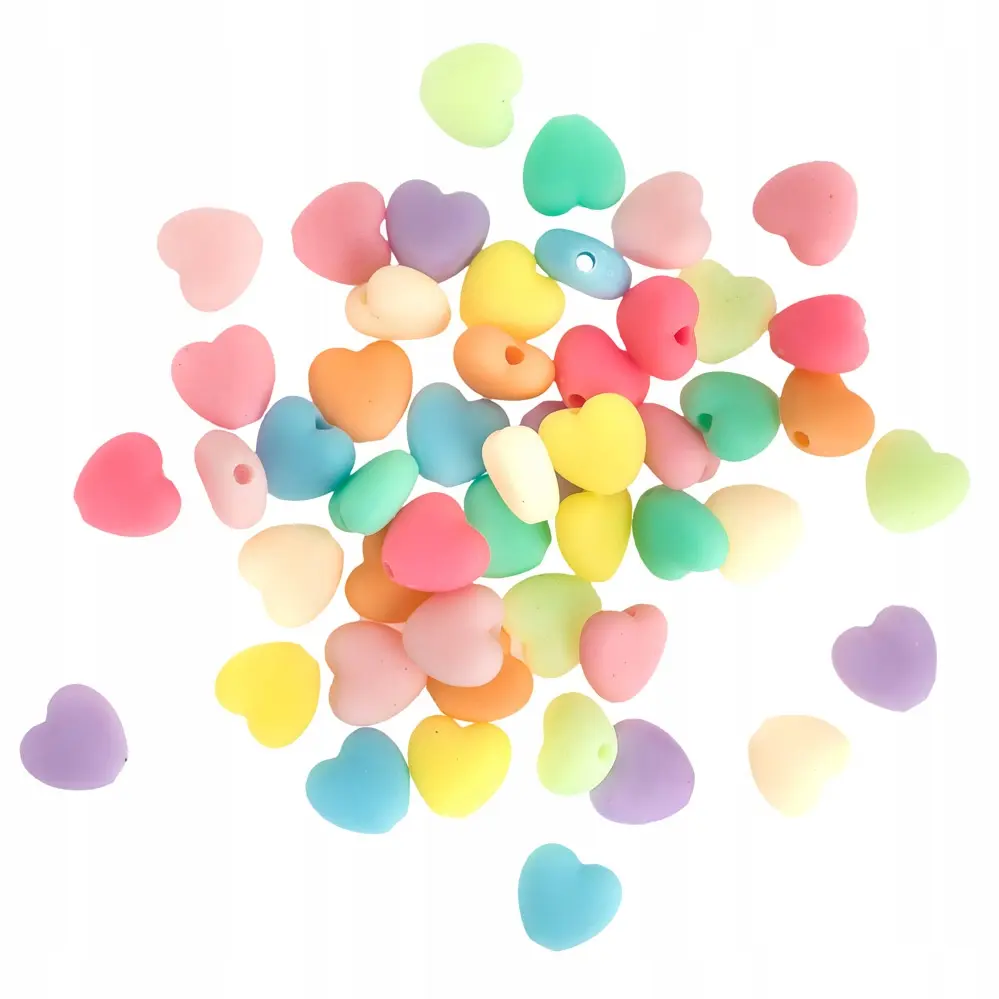 KORALIKI AKRYLOWE 50 SZT MACARON HEARTS dpCraft MIX PASTELS serduszka serca - Papiernicze i szkolne