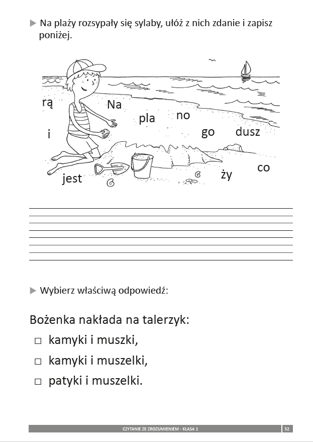 Czytanie ze zrozumieniem. Ćwiczenia dla klasy 1 - Książki
