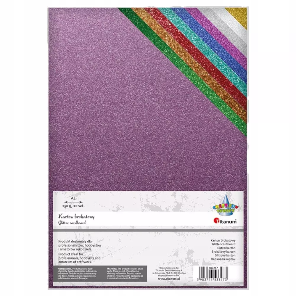 Karton brokatowany A4 10 kolorów 250g - Papiernicze i szkolne