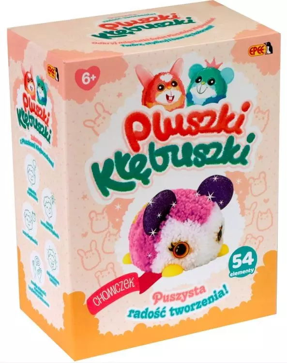 Pluszki-Kłębuszki. Zestaw kreatywny Chomiczek, 54 elementów - Zabawki