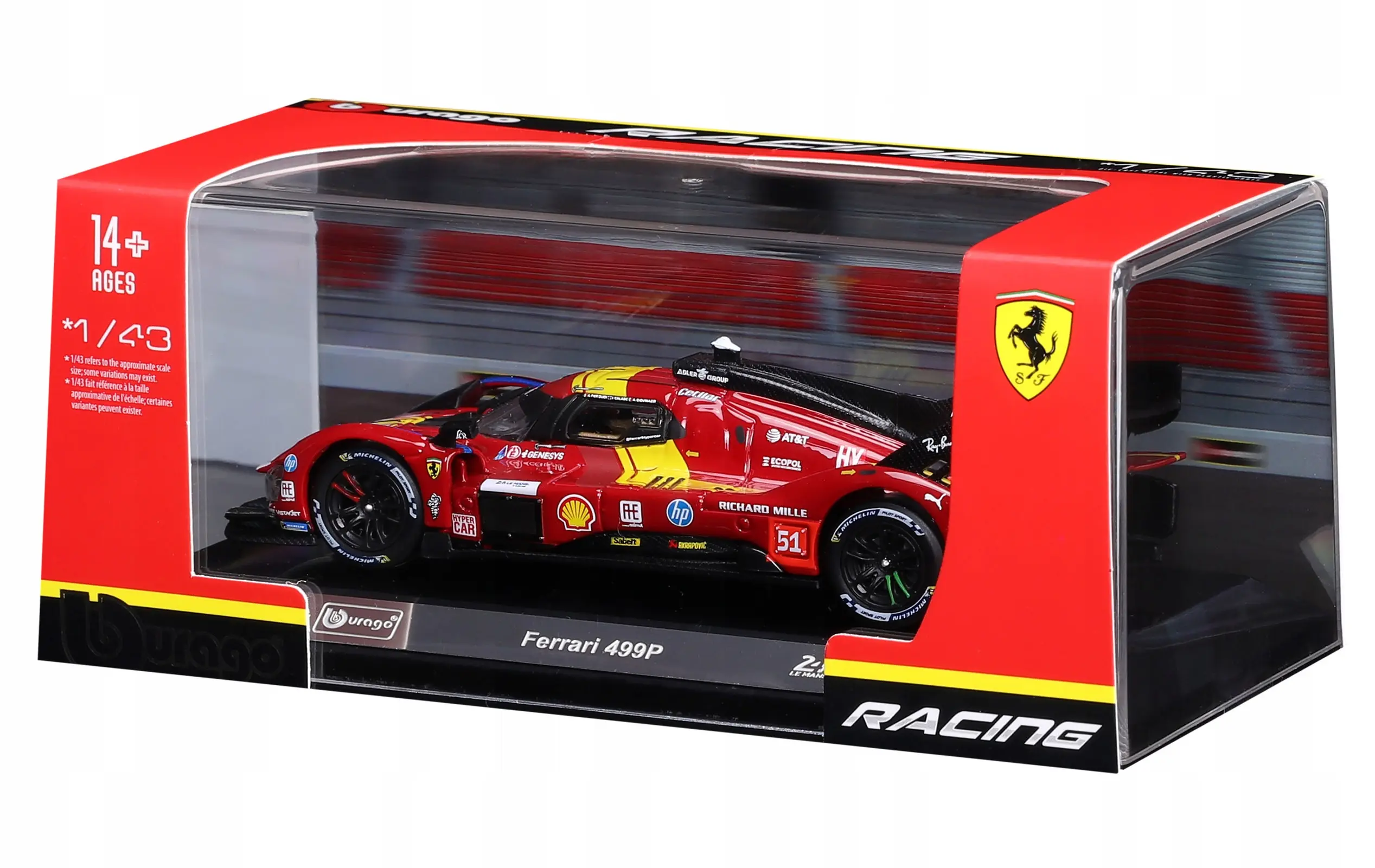 BBURAGO metal, 1:43 FERRARI RACING 499P plastik - Zabawki