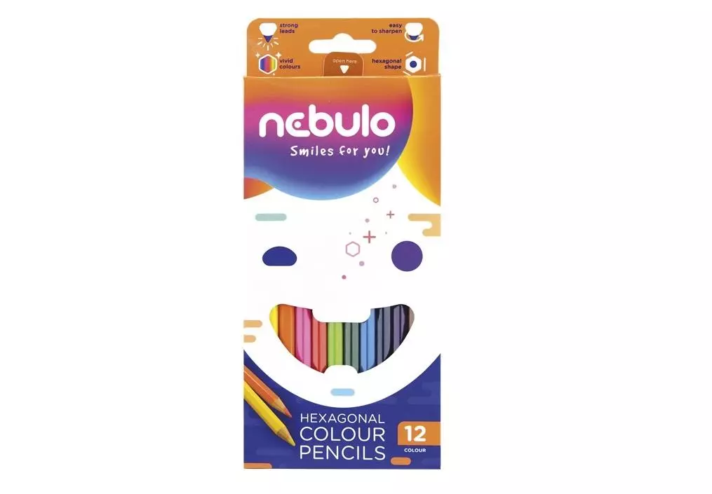 Kredki ołówkowe Jumbo 12 kolorów NEBULO - Papiernicze i szkolne