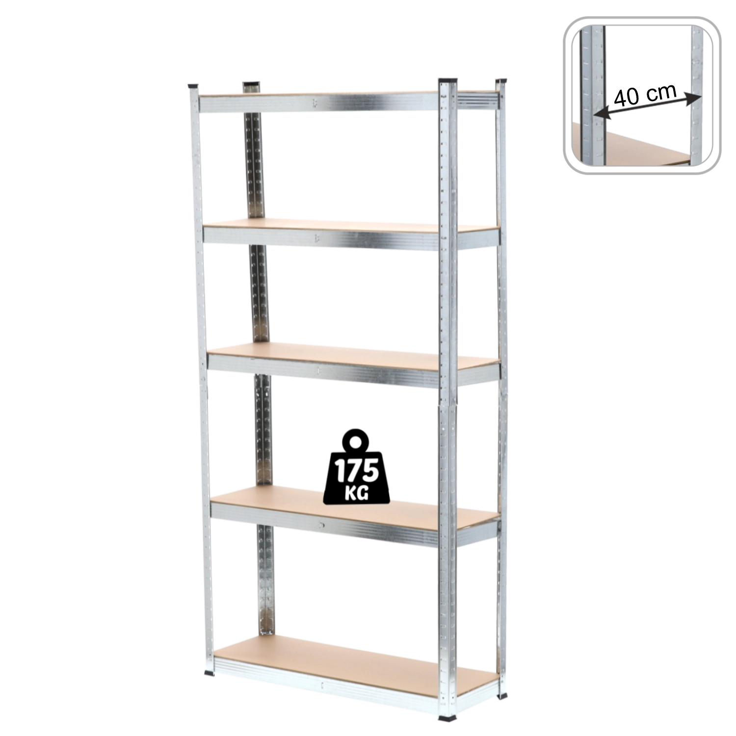 Regał 5-Poziomowy 180 x 90 x 40 cm Udźwig Półki: 175 Kg - Elektronika i akcesoria