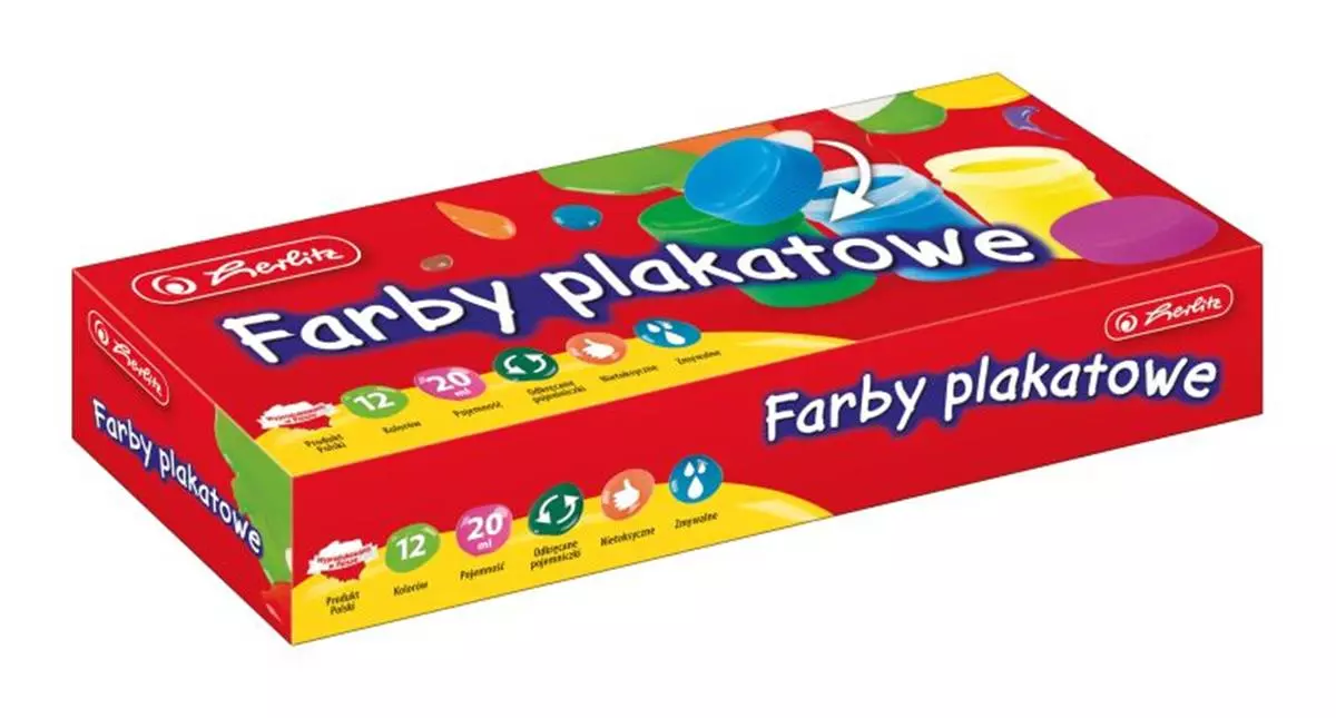 Farby plakatowe, 12 kolorów - Papiernicze i szkolne