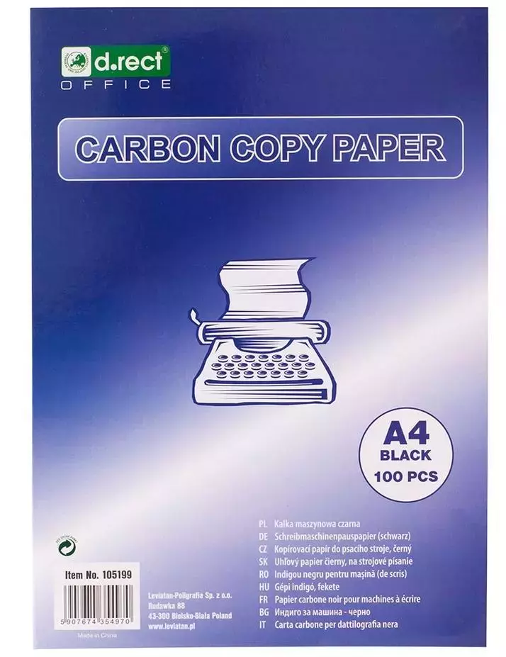 Kalka maszynowa czarna A4 a'100 D.RECT - Papiernicze i szkolne