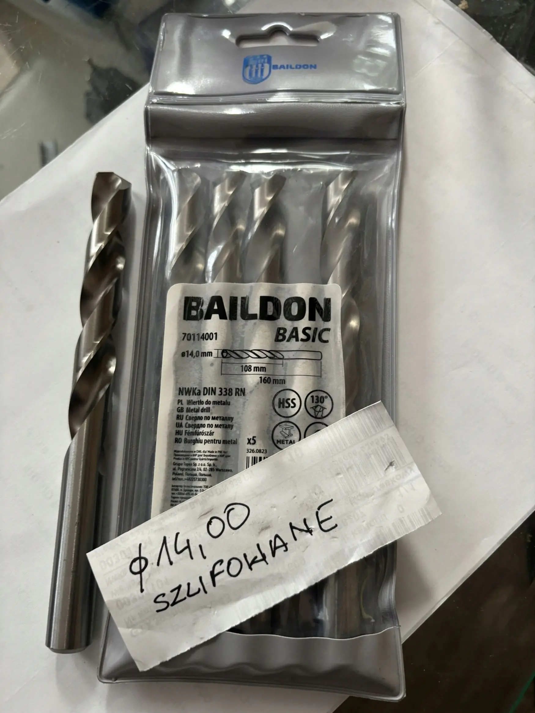 Wiertło do metalu Baildon BASIC DIN 338 RN NWKa 14 mm, HSS (S), 160-108 mm - Elektronika i akcesoria