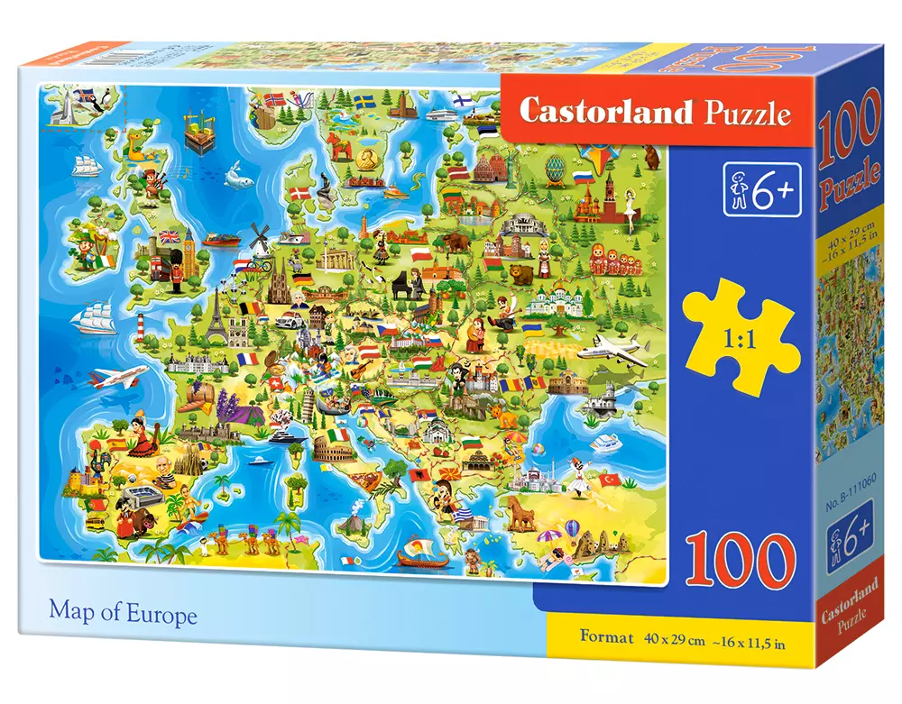 Puzzle 100 elementów. Mapa Europy - Puzzle